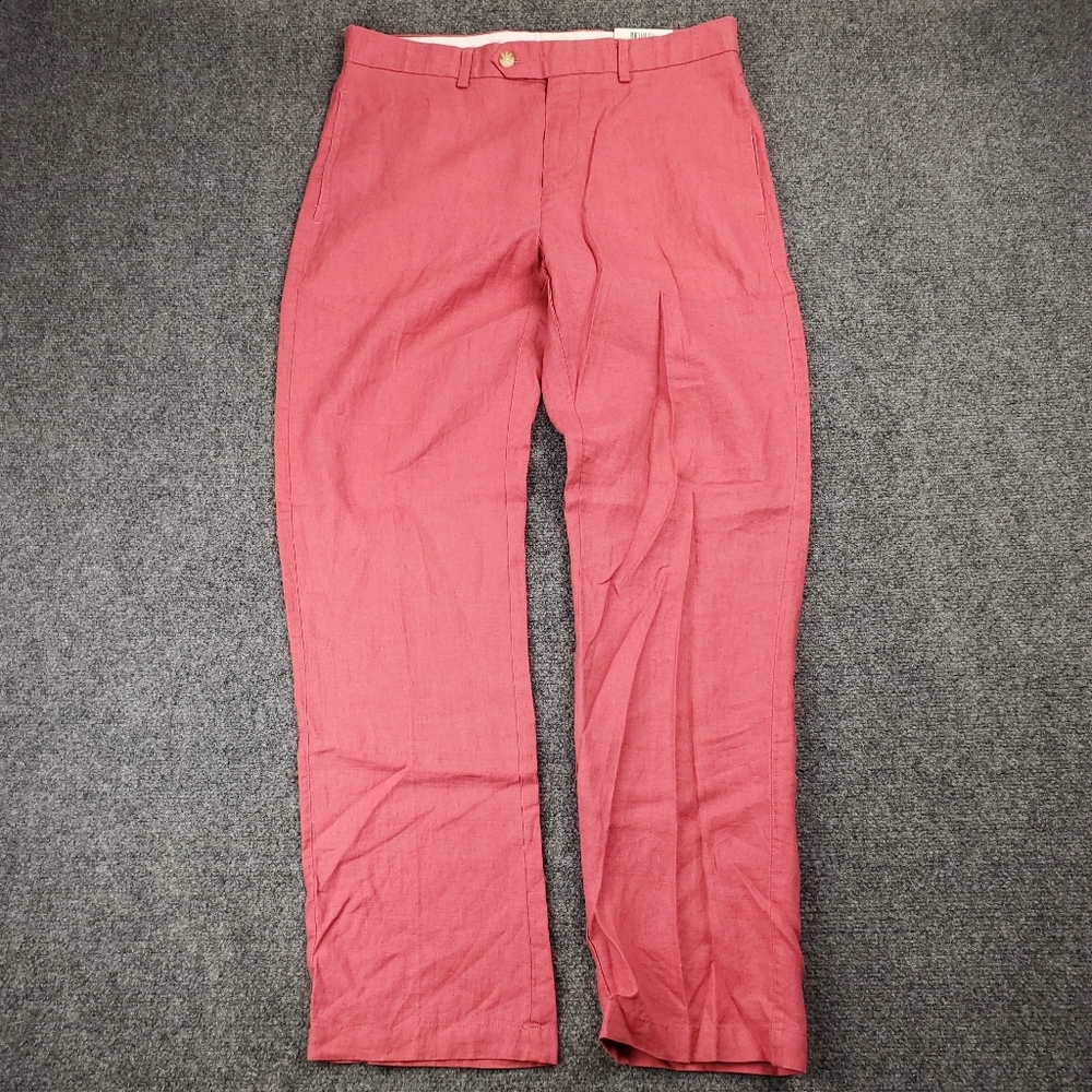 Tailorbyrd 100% Linen Chino Pants Mens 34x32 Pink Lightweight Summer Beach NEW